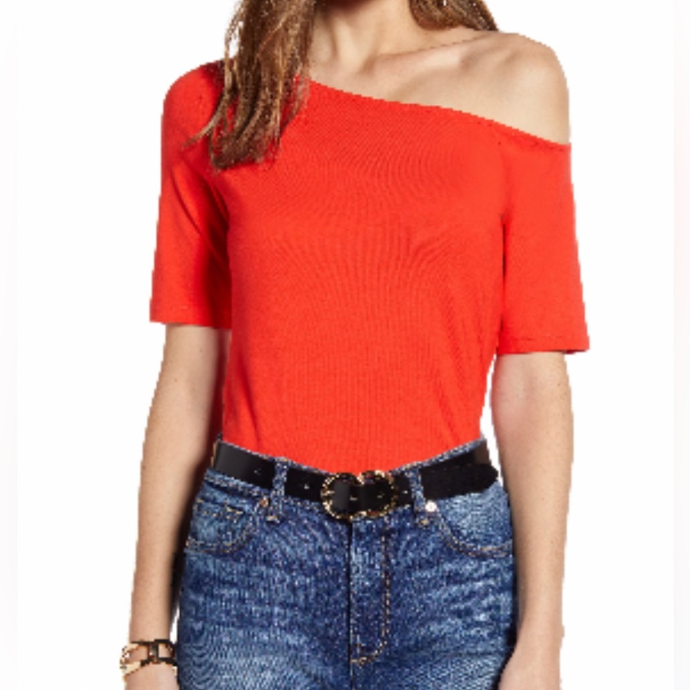 Halogen one shoulder knit top, EUC, size XL
